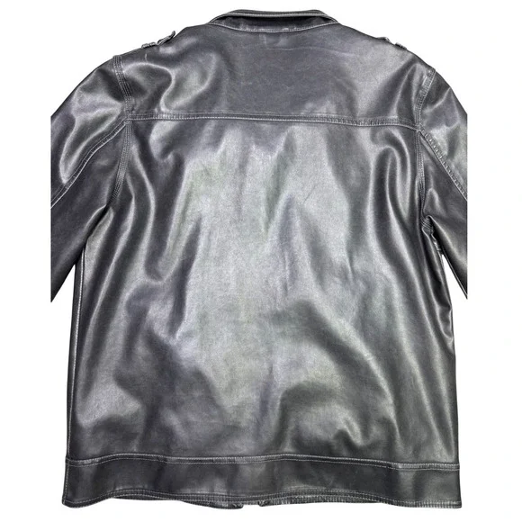 BKE Men's Faux Leather Jacket Dark Gray Size Large Slim Fit Motorcycle Biker - Picture 12 of 13